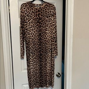 Leopard Print Long Sleeve Dress Zara